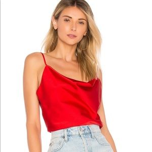 L’Academie red cowl neck top XS